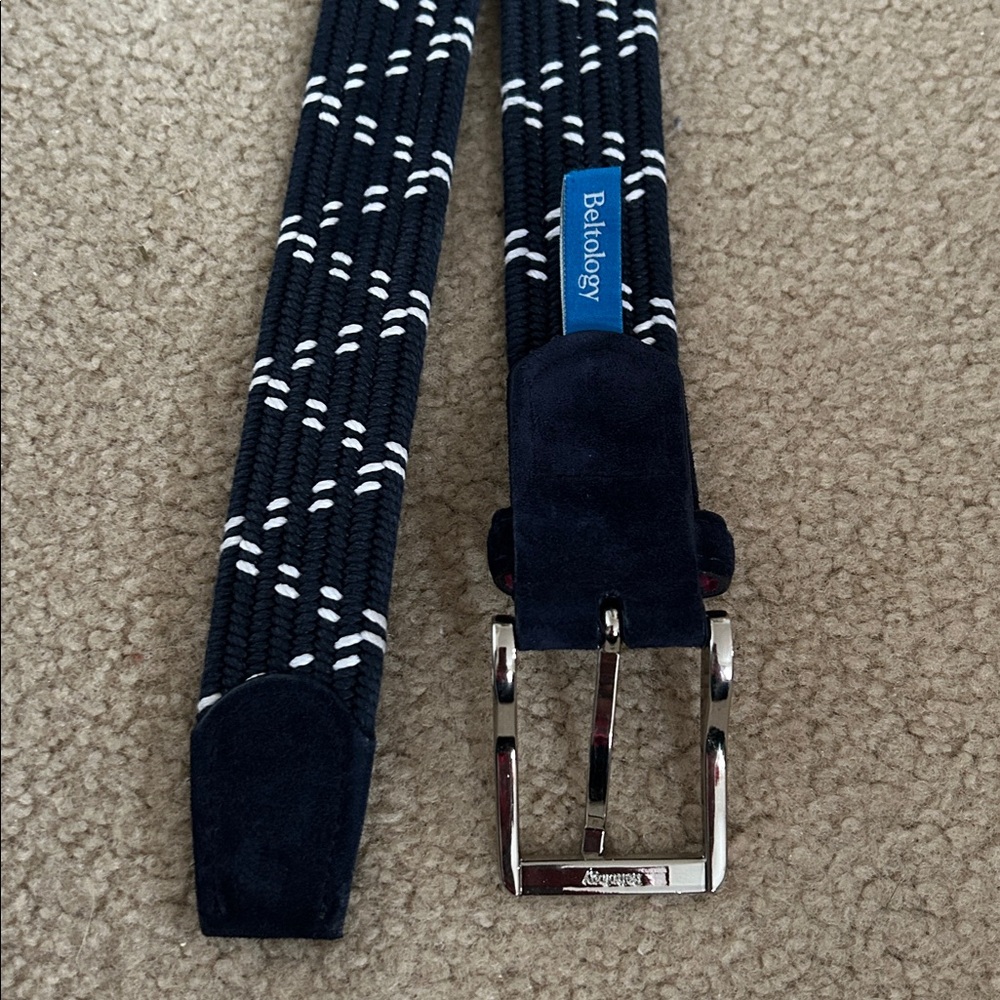 Beltology Navy/White Woven Stretch Belt sz 40.25 in. - Picture 3 of 5